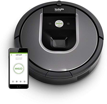 iRobot Roomba 960 Robot Aspirapolvere, Sistema di Pulizia Dirt Detect, Spazzole Tangle-Free, per Pavimenti e Tappeti, Ottimo per i Peli degli Animali Domestici, Wi-Fi, autonomia: 75 min, Argento
