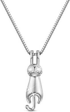 SHEGRACE Collana a Ciondolo Gatto Carino per Donna in Argento 925 con Pendente a Forma di Gattino, Regalo Della Ragazza, 400 mm, Regolabile