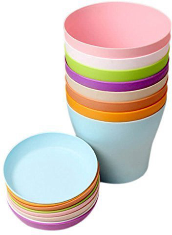 KINGLAKE 8 Pezzi 10 cm Colorati vasi in plastica per Fiori, per Interni, Ufficio e casa con vassoi