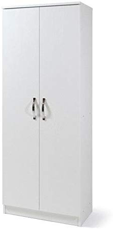 Armadio scarpiera bianco mobile due ante multiuso 6 ripiani cm182x71x38
