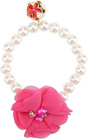 Collana di Perle di Fiori di Cane, Collare di Elastico per Animali Accessori per Gioielli Ornamento di Pizzo(5#)