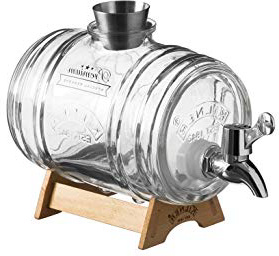 Kilner Dispenser per bevande in vetro a forma di barile da 1 litro con supporto rubinetto e misuratore