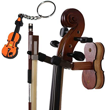 Moreyes - Gancio da parete per violino, Supporto ad arco in legno con portachiavi a forma di violino, Rosewood Color