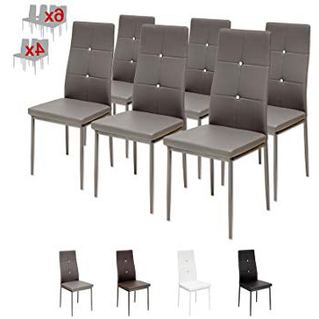 Albatros 3100 Diamond Set di 6 sedie da Pranzo, Grigio, SGS Tested