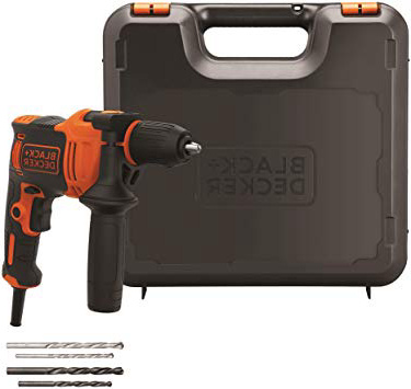 BLACK+DECKER BEH710K-QS Trapano a percussione a filo compact 710W a 2 velocità meccaniche + 4 extra punte in valigetta