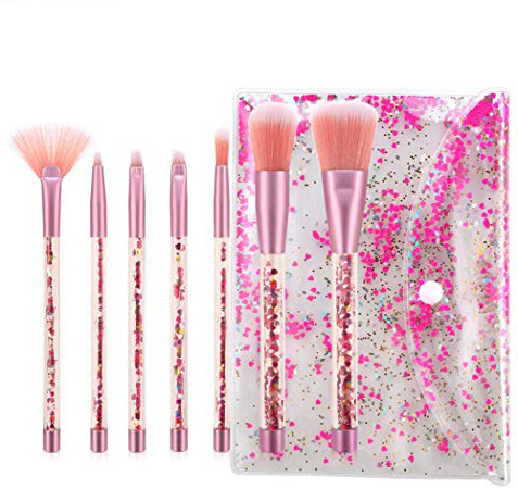 Beashine Pennello per Il Trucco, 7pcs Pennello di Bellezza,Pennelli Trucco avanzati Adatto per fondotinta Liquido per fondotinta Liquido per ombretti Fard (Paillettes -Pink White Peak)