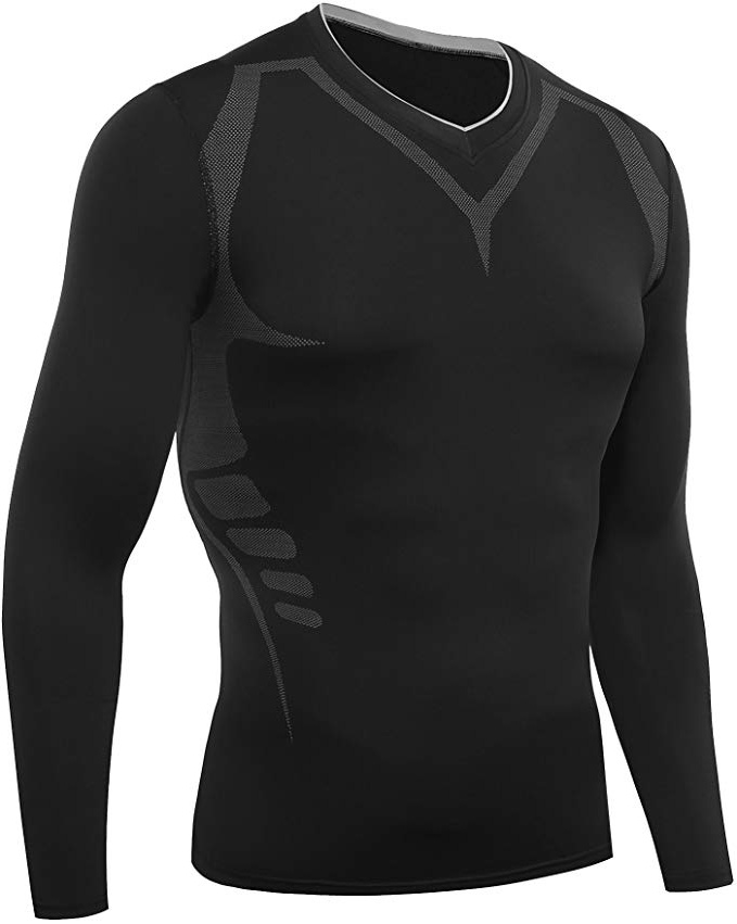 AMZSPORT Maglia a Manica Lunga Compression da Uomo Sport Baselayer Asciugatura Rapida Lunga Camicia all-Season