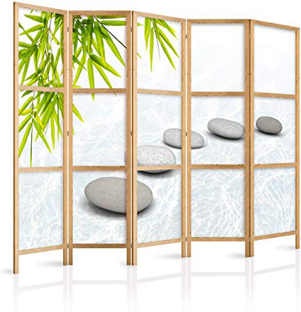 murando Paravento XXL Spa Zen Oriente 225x171 cm 5 Parti Stampa unilaterale su Tela in TNT Parete Divisoria Interno Separatore Stanza Pieghevole Decorazioni Legno Giappone p-C-0016-z-c