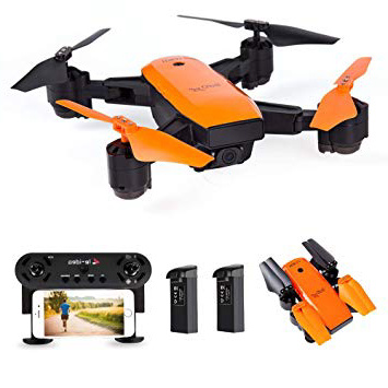 le-idea IDEA7 - Drone GPS con videocamera 1080P Fov 120 °, Trasmissione Live WiFi FPV HD, Follow Me, GPS Return Home, Elicottero RC per Principianti ed esperti, Colore Arancione (Versione aggiornata)