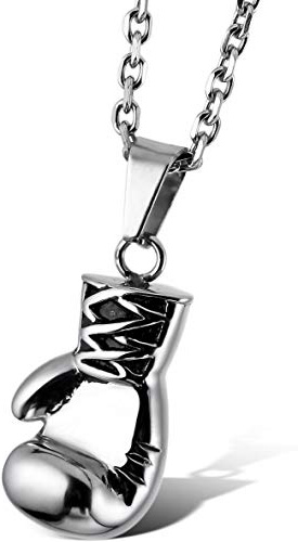 MunkiMix Acciaio Inossidabile Pendente Ciondolo Collana Boxe Guanti Uomo,Catenina Lunga 58 cm Inclusa