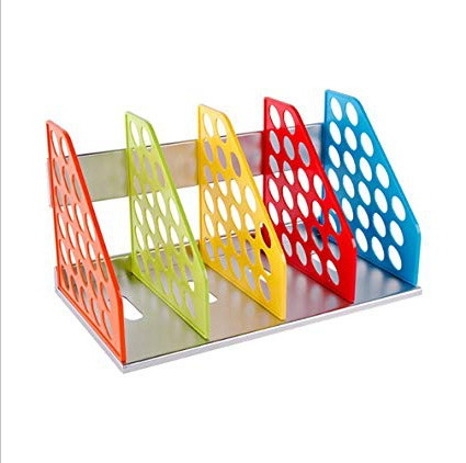DIY staccabile Colored 4 divisore portariviste sezione del telaio scaffale a leva, cartelle, su supporto stabile supporto display desktop fermalibri CD dizionario Holder 4 section Vertical