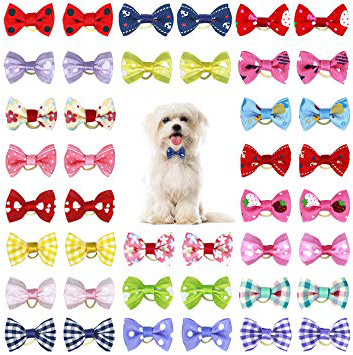 Netspower Accessori per Capelli per Cani Copricapo di Prua, 50 Pezzi per Capelli Animali Domestici per Capelli Accessori per Fiocchi per Cani Accessori per Capelli Farfalla per Capelli con Elastici
