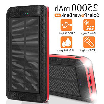 Sendowtek Powerbank 25000mAh Solare Caricabatteria Portatile Caricatore Mobile Batteria Esterna 5V / 2.1A Caricabatterie Rapido per Cellulare, IPX5, Power Bank con Torcia SOS per Viaggi, Campeggio
