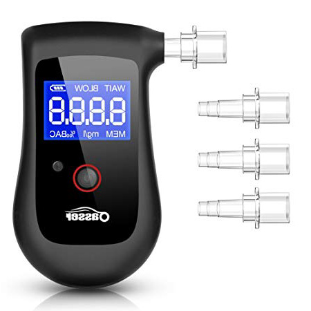 oasser Etilometro Portatile Alcool Tester Digitale Ricaricabile con 4 Boccagli Schermo LCD Sensore Semiconduttore T5