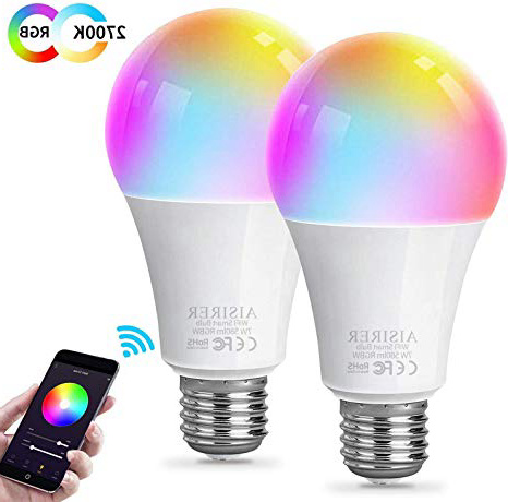 Lampadina Smart, AISIRER Lampadina Intelligente WiFi LED E27 RGB Dimmerabile Multicolore Compatibile con Amazon Alexa e Google Assistant Senza Hub Richiesto (Confezione da 2)