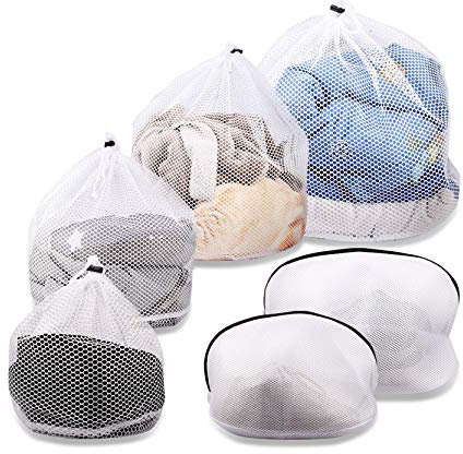 Pamiyo 4 pieces bags for washing machine bags and 2 pieces bags for shoes, white for washing machine mesh bag bags for laundry for laundry with coulisse, organizer and journey