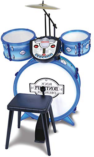 Bontempi 52 5602 - Batteria a tre elementi e "Partner Elettronico", munita di sgabello e bacchette, Altezza approssimativa: 68 cm