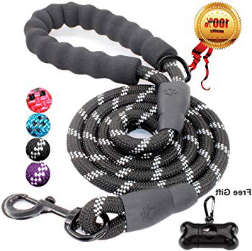 JBYAMUK 1,5 m Strong Dog guinzaglio con Comoda Impugnatura Imbottita e Altamente Riflettente Fili per Cani di Taglia Media e Grande (Nero)