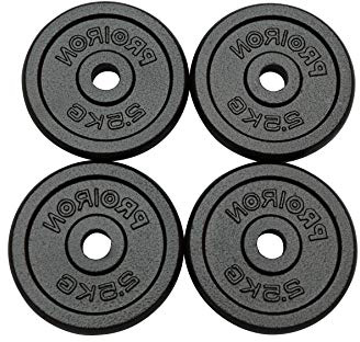 PROIRON Dischi Pesi Piastre Ghisa Peso Impostato 1.25kg, 2,5 kg, 5 kg, 10 kg per manubri da 1 Pollice