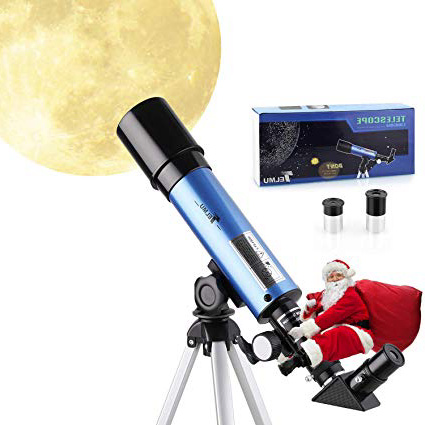 TELMU Telescopio Astronomico - 50/360mm Telescopio Astronomico, per Bambini e Principiante, con Specchio Diagonale a 45 ° a Correggere Immagini, Regalo per Esplorare la Luna, Blu