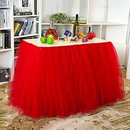 yunhigh tutu tulle gonne da tavolo per rettangoli e tavoli rotondi baby shower decorazione tovaglia per matrimonio compleanno feste di natale decor- rosso