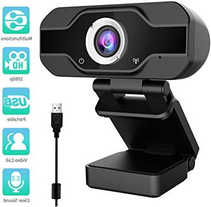 Aiglam Webcam, USB Webcam,PC Webcam Full HD con Microfono Stereo elecamera PC Microfoni Audio Stereo ridurre Il Rumore per Video Chat e Registrazione(Nero 1)