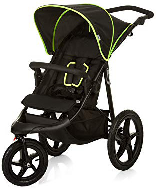 Hauck Runner H-27406-EN-000-000 Passeggino a 3 Ruote, Pieghevole, Compatto, Ruote Gonfiabili, da 0 Mesi fino a 25 kg, Unisex Bambini, Multicolore (Black Neon Yellow)
