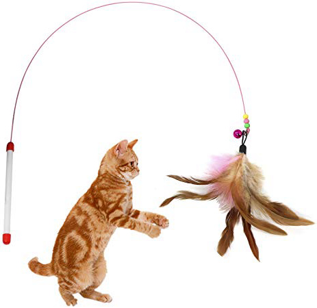 DIGIFLEX Bacchetta Elastica da 36" (91.44 cm) con campanella e Piuma per Giocare con Il Gatto.