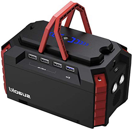 SUAOKI Generatore Portatile Solare 150Wh, QC3.0 Accumulatore di Energia, 3 modalità Ricaricabile 4 Uscita DC 1 AC, 4 Porte USB, Torcia LED di Emergenza