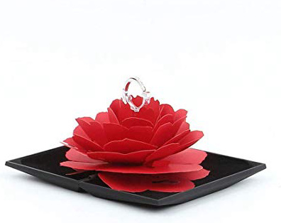 7777777 Casi Gioielli rotanti Rose Ring Box Compleanno Matrimonio Tavolo Bianco Gioielli Regalo,Nero