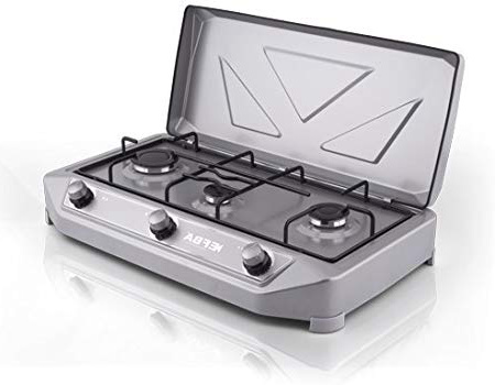 FORNELLO A GAS CUCINA PORTATILE CAMPEGGIO DA APPOGGIO EFBA MARRONE GPL 3 FUOCHI (BIANCO)