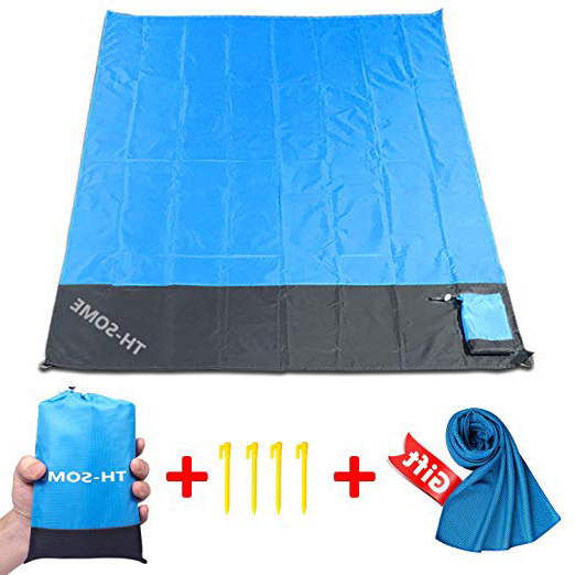 VOOA Coperta da Spiaggia Picnic, Portatile Impermeabile Tappetino da Picnic per Spiaggia, Campeggio, Viaggi, Attività All'aperto (200 cm x 140 cm,Blu)