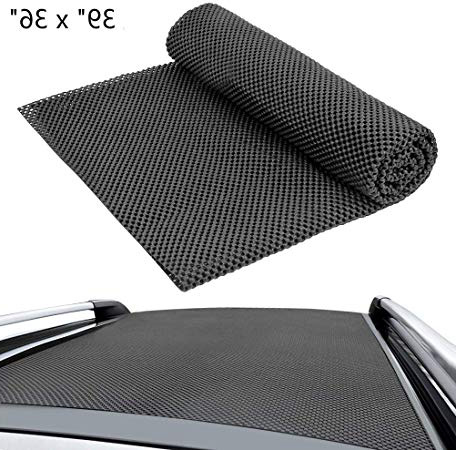 QLOUNI Tappeto Antiscivolo Protettivo Multiuso Auto Tappetino Protettivo Antiscivolo per Tetto Auto, Tappetino antiscivolo Multifunzionali Stuoia Protettiva del Tetto per Tettuccio Auto, 100*91*3 cm