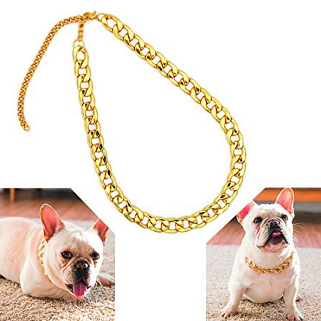 Tuokay, Collana a Catena in Cro 18 Carati per Cane, Collari in Acciaio Inossidabile, Collana Girocollo Regolabile, Collana a Catena per Animali Domestici