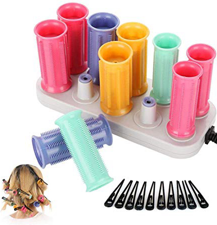 Riscaldatori elettrici riscaldati, arricciacapelli elettrici a rullo per capelli con fermagli per capelli, bigodini riscaldati, per capelli lunghi e corti