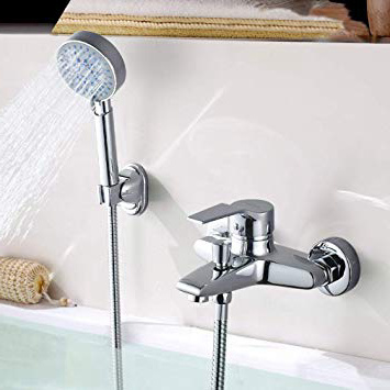 Rubinetto per vasca da bagno con doccetta, BONADE Vasca da Bagno Miscelatore Monocomando Rubinetto per Doccia con Doccetta Incl. Supporto a Parete per Vasca