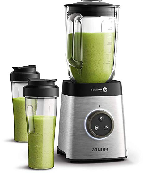 Philips HR3655/00, Frullatore ad Altà Velocità con Tecnologia ProBlend 6 3D e 35.000 Giri al Minuto, 2 Bicchieri in Tritan Inclusi, 1400 W, 2 Litri, Vetro