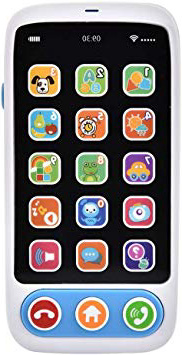 Zerodis- Simulazione Cellulare Giocattolo Bambini Interactive Smart Phone Modello Imparare l'inglese Educazione Precoce Giocattolo con Musica e Luce Natale Pasqua Regalo per 0-6Anni Bambino (Blu)