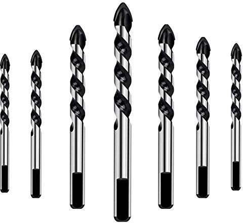 ZFYQ 7 pezzi Punte da Trapano Set, Adatto per Diversi Materiali, Come Cemento, Mattoni, Vetro, Plastica, Legno (3mm 4mm 5mm 6mm 8mm 10mm 12mm)