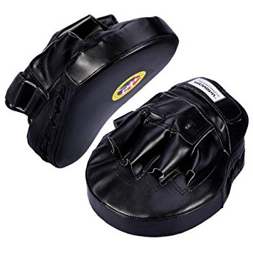 Guanti da Boxe curvi Guanti da Boxe, guantoni da Boxe in Pelle Guanti da Punch concentrati Cuscinetti da Allenamento con Cinturino Regolabile per Taekwondo, Karate, Muay Thai, Kickboxing