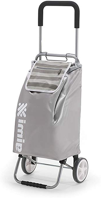gimi Flexi Carrello Portaspesa, Portata 30 kg, Telaio Richiudibile, capacità 45 L, Acciaio/Poliestere, Argento, 37 x 31 x 102 cm