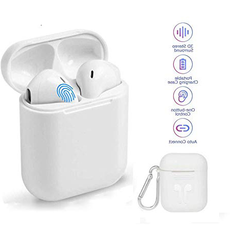 Cuffie senza fili Bluetooth Microfono resistente all'acqua Sport stereo reale con custodia Power Bank per tutti i telefoni cellulari Samsung Smart Phone LG Laptop MP4 bianco