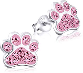 Laimons Kids Orecchini a pressione gioielli per bambini Zampa di cane colorato Con brillantini Argento Sterling 925