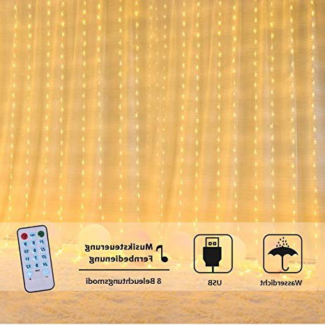 OUSFOT Tenda Luminosa, Cascata di Luci ,Catena Luminosa,Stringa Luci Led 3 x 3m 300 LED,8 Modalità + 4 modalità musicali,IP64 Luci Matrimonio per Feste, Cortile, Patio, Natale, San Valentino