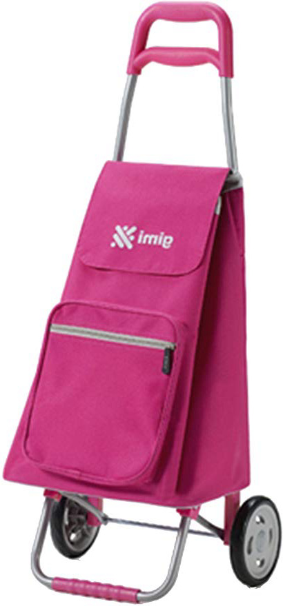 GIMI Argo Portaspesa, Carrello Spesa 2 Ruote, Richiudibile, Portata 30 kg, Capacità 45 Litri, Poliestere, Fucsia, 37 x 33 x 95.5 cm