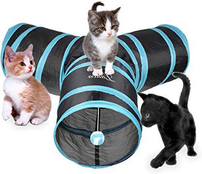 Lauva Tunnel Per Gatti a 3 Uscite, Pieghevole Animali Domestici Cane Gatto Giocattolo Attività Di gioco Da graffiare per gatti, Gattini, Conigli, Cuccioli di cane