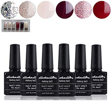 Allenbelle Smalto Semipermanente Smalti Semipermanenti Per Unghie Nail Polish UV LED Gel Unghie(Kit di 6 pcs 7.3ML/pc) 002