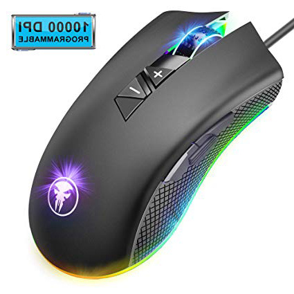 ANVASK Mouse Gaming, Mouse da Gioco, LED Retroilluminato, 6 DPI Regolabile, 8 Pulsanti Proggrammabili, 10000 DPI, Pulsante di Fuoco Disegno Ergonomico, Portabile per PC Laptop Notebook Gamer