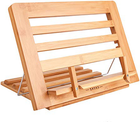 Exerz Supporti per Libri da Cucina in bambù/Leggio da Riposo per Libri e Ricettari – qualità Premium/Regolabile/Ideale per Libri iPad Tablet – 34 x 24 x 2 cm (bambù)