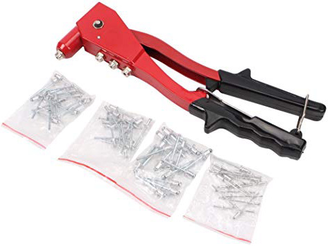 CCLIFE Rivettatrice a pinza, in alluminio, 4 testine, con rivetti forniti in dotazione